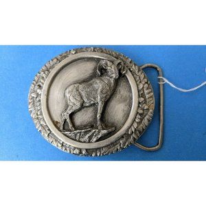 Vintage Bergamot Brass Works Longhorn Sheep Belt Buckle USA